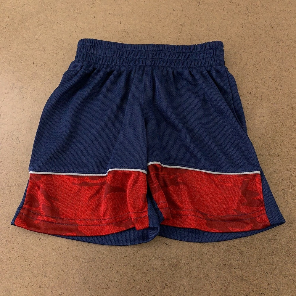 Cheetah Boys Size 4 Navy Blue Red Pull On Elastic Waist Athletic Shorts New